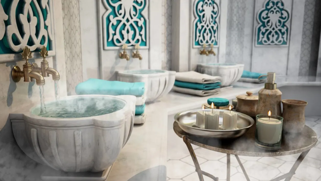 Historic Turkish sweat bath hammam Interior